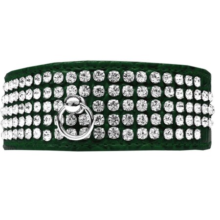 Mirage Pet Products 5 Row Rhinestone Designer Croc Dog CollarEmerald Green Size 22 82-24-EGC22